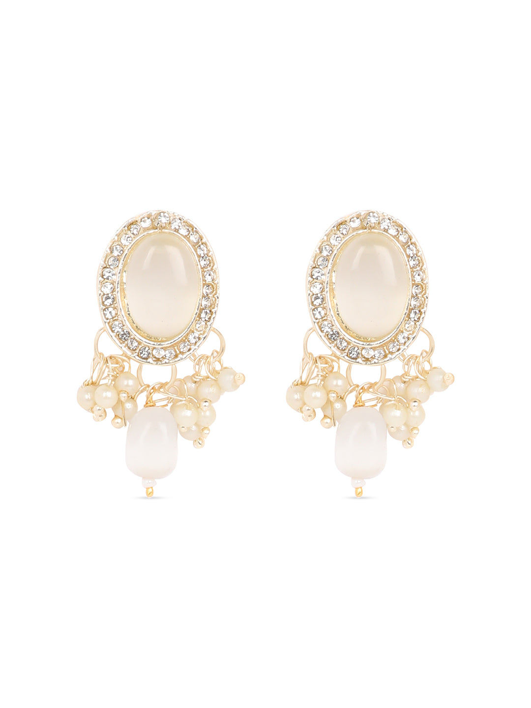 Kundan Dazzle White Drop Earrings