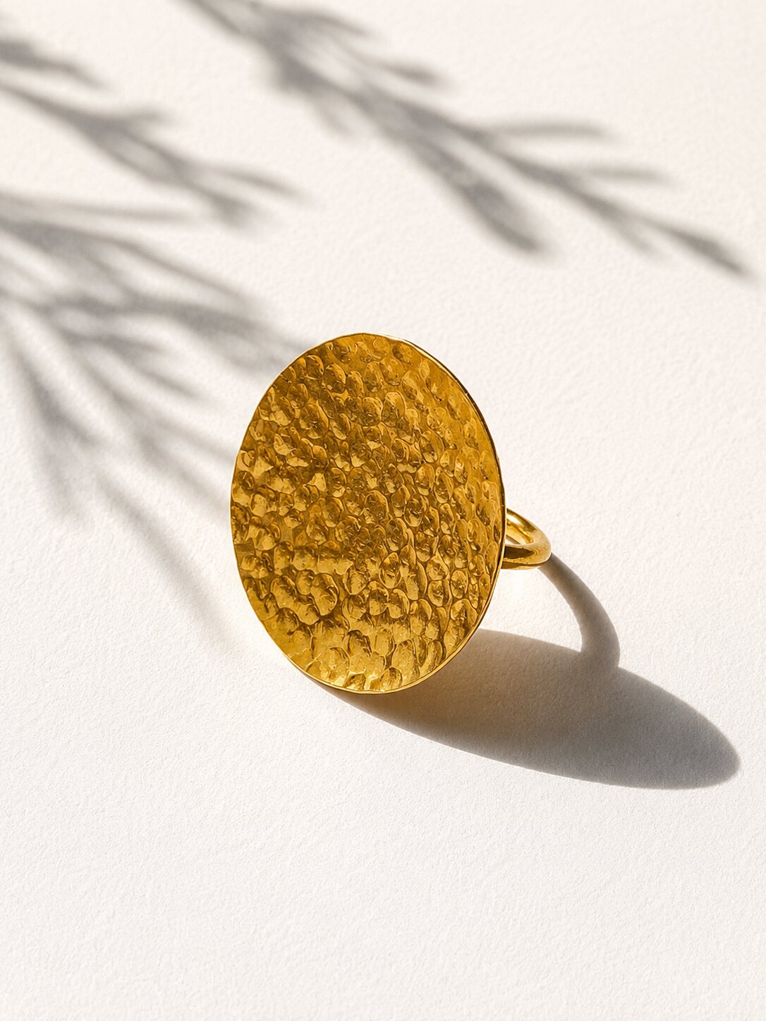 Niska Luna Textured Gold Plated Adjustable Ring