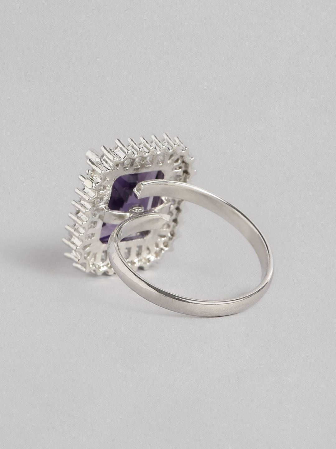 Doozie American Diamond Adjustable Ring-Purple