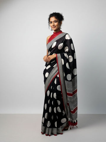Niska Midnight Polka Statement Modal Silk Saree