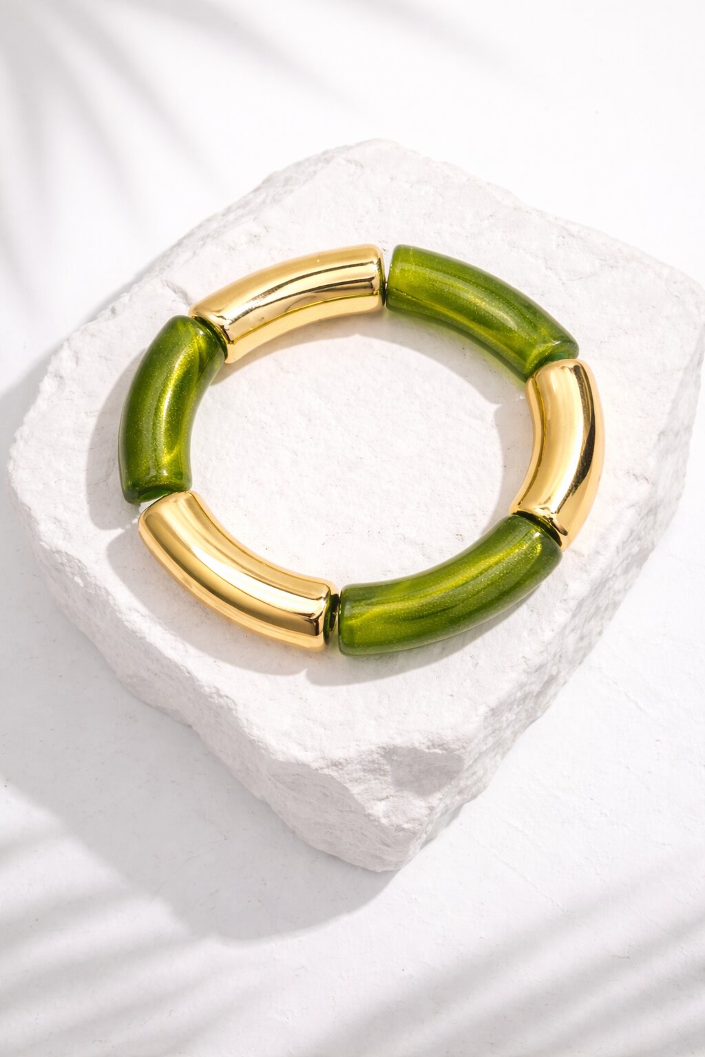 Niska Olive Gold Double Elastic Bangle Bracelet set of two