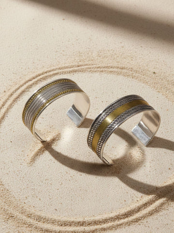 Niska Silver Oxidized Bracelet Cuff Set of Two