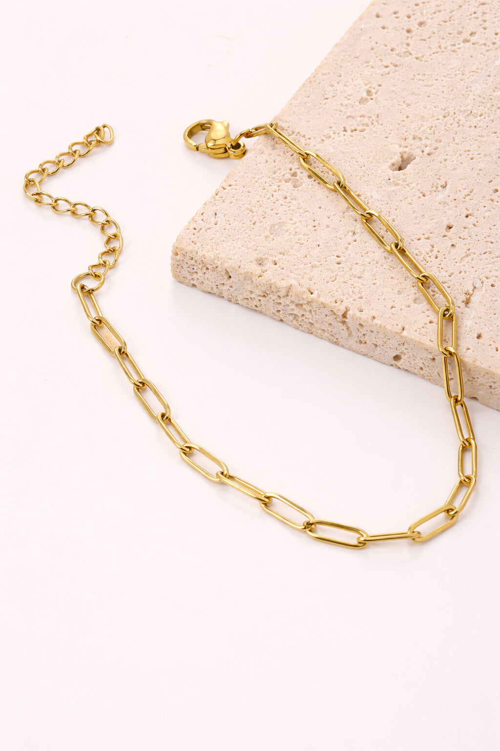18K Gold Plated Modern Link & Rope Style Necklace