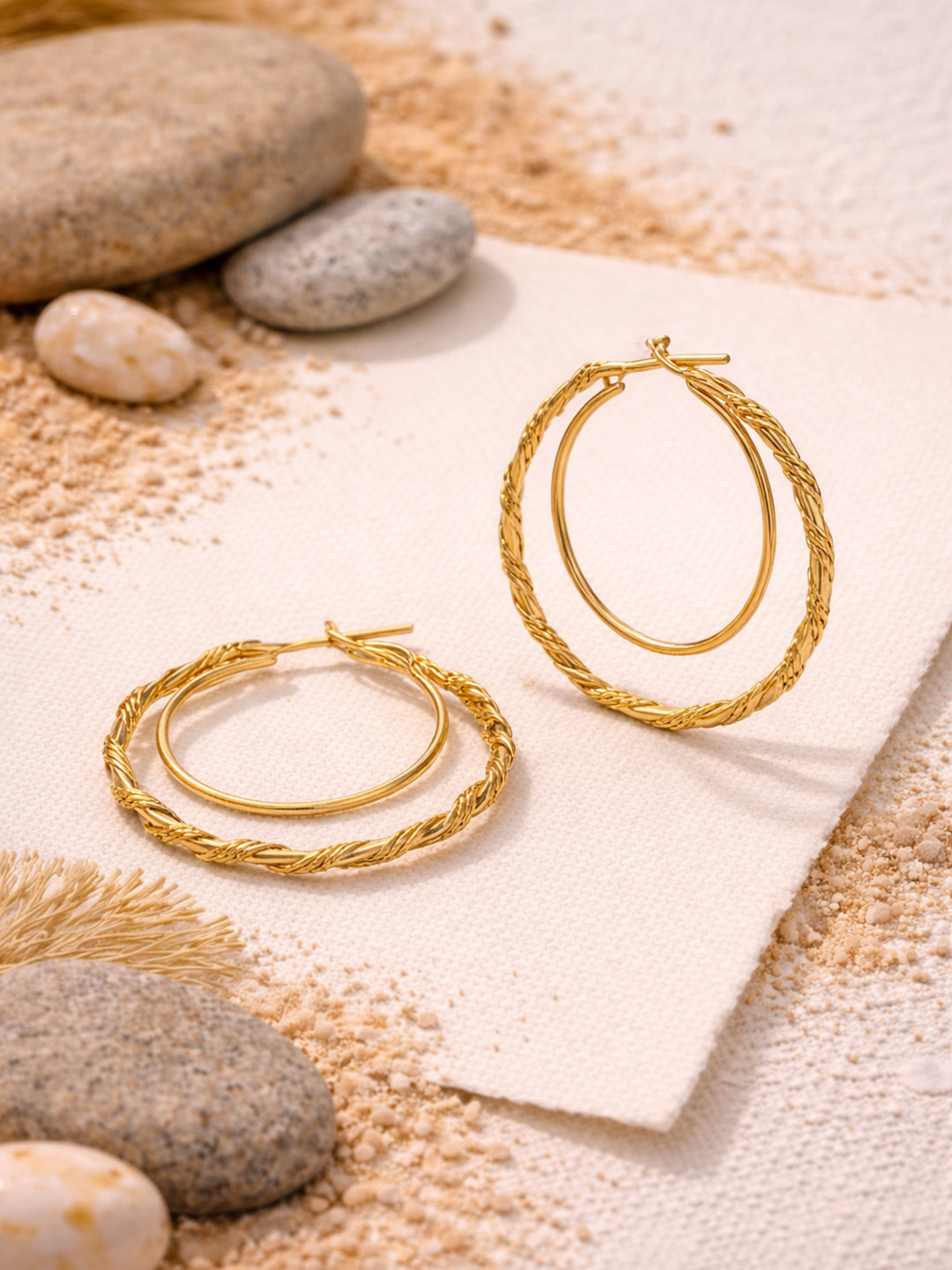Gold-Plated Large Circular Hoop Anti Tarnish Earrings