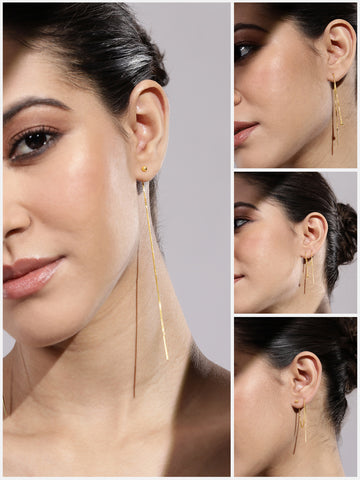 Adelina Gold-Plated Contemporary Drop Earrings