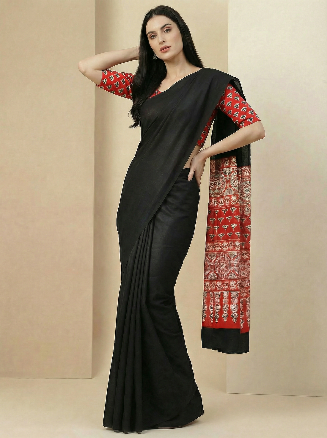 Niska Black and Red Modal Silk