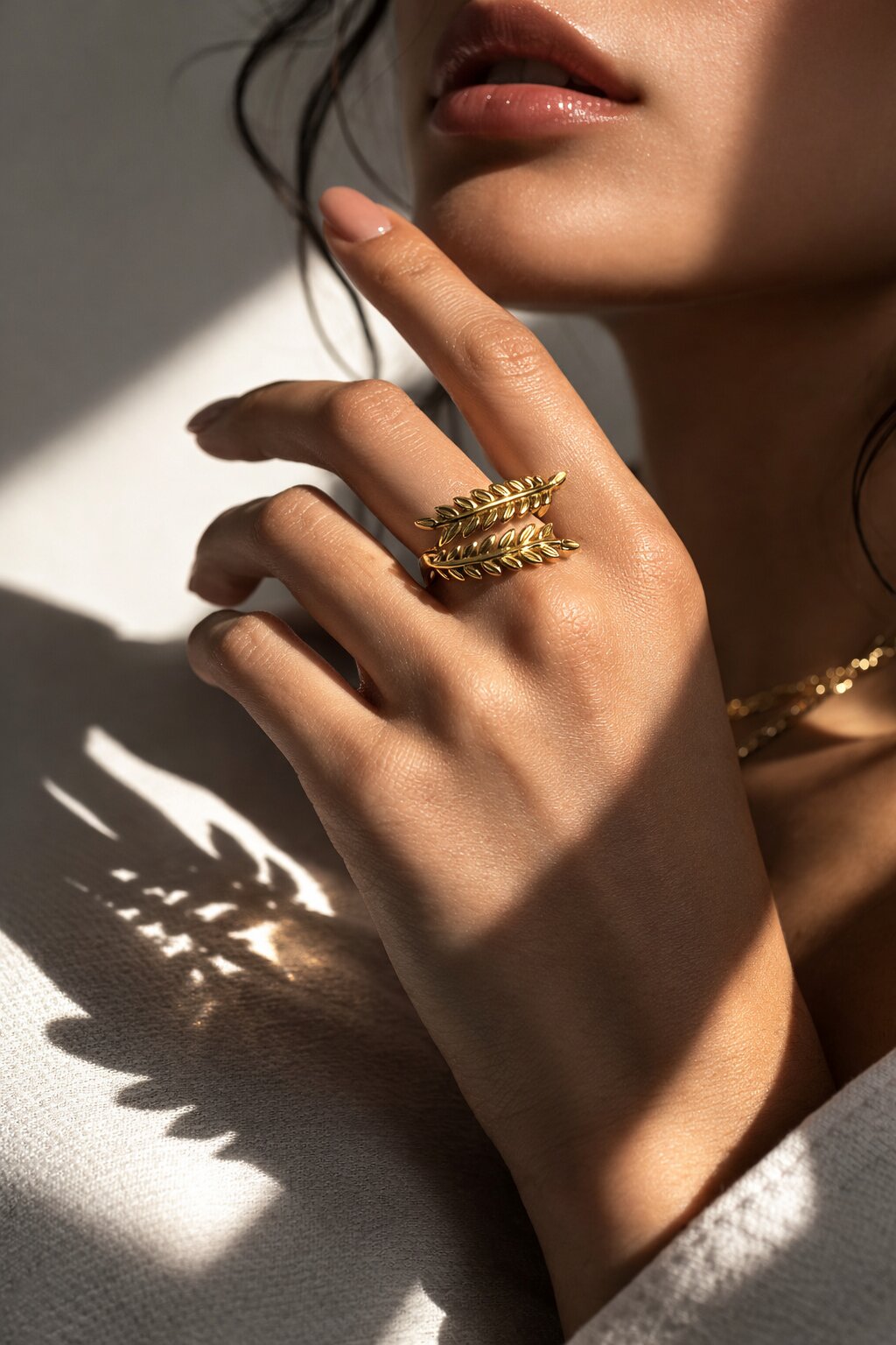 Golden Leaf Wrap AntiTarnish Ring Pack of two
