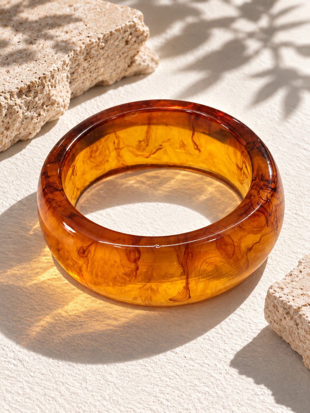 Amber Glow Chunky Resin Bangle