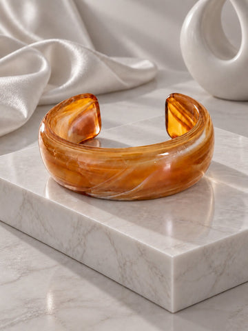 Amber Swirl Resin Cuff Bracelet