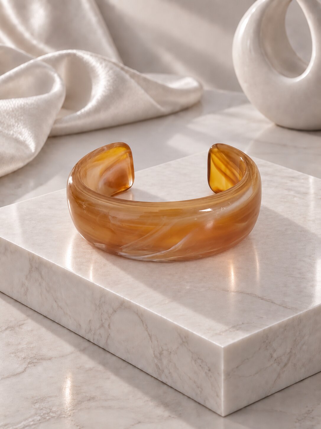 Amber Swirl Resin Cuff Bracelet