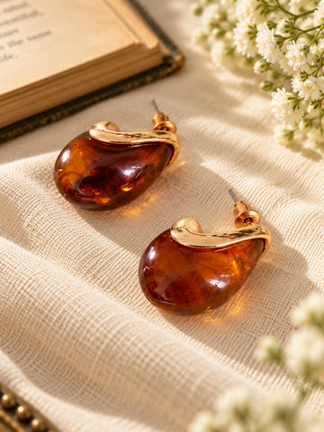 Amber Resin Hoop Earrings