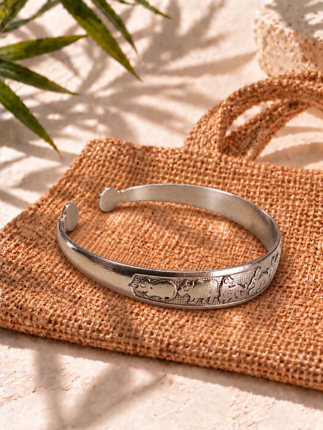 Textured Silver Cuff Bracelet