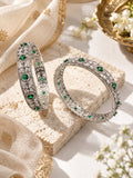 AD stone dual colour stone silver plated bangle ethnic styling