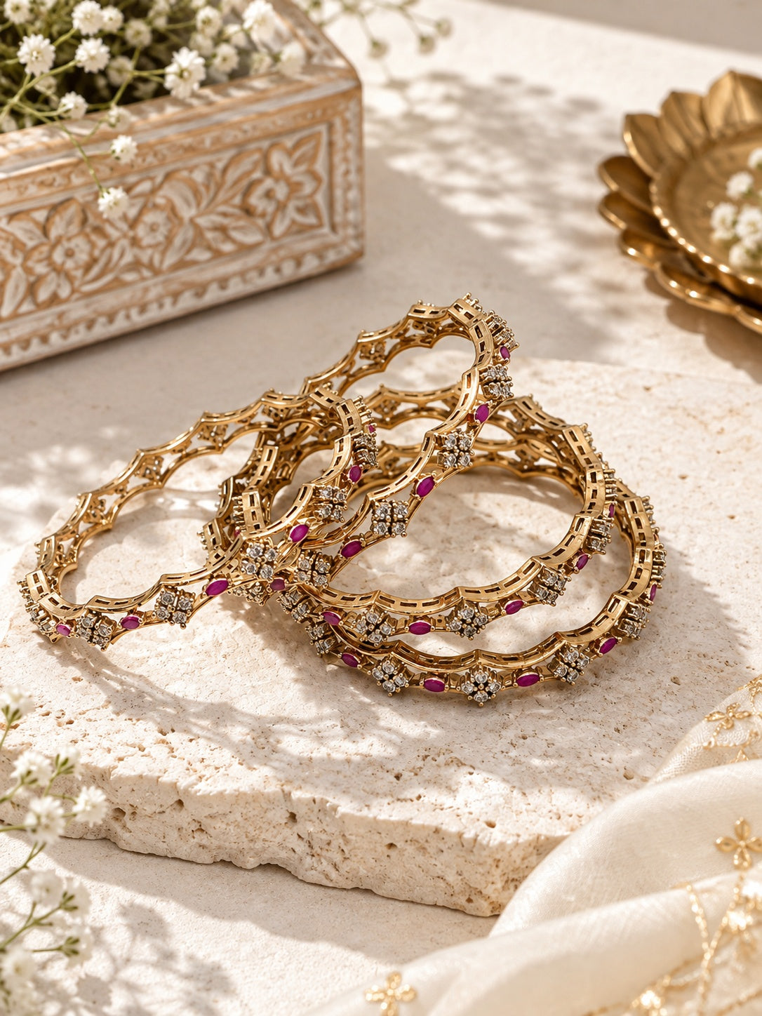 AD Stone Dural Colour Stone Mehdi Plating Bangle