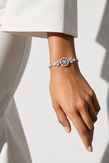 BR26N20032 silver plated bracelet worn by model