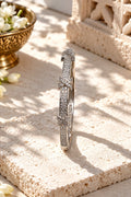 Close-up silver plated AD stone bangle product photo