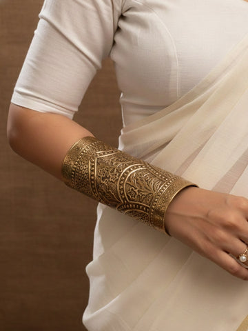 Niska Golden Oxidised Cuff Bracelet