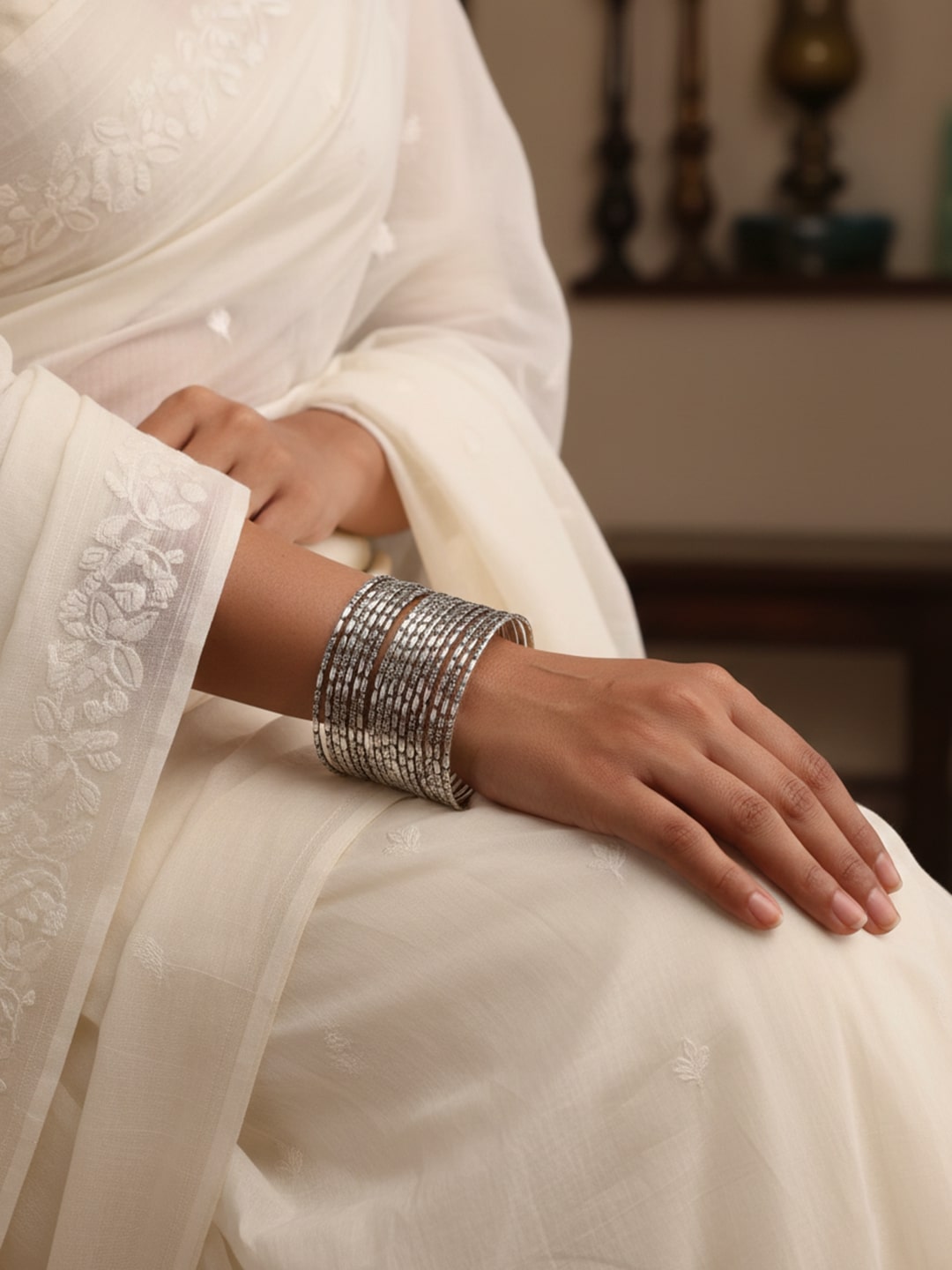 Niska Silver Oxidized Bracelet Cuff Set of Two