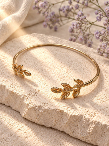 Gold-Tone Leaf Cuff Bracelet