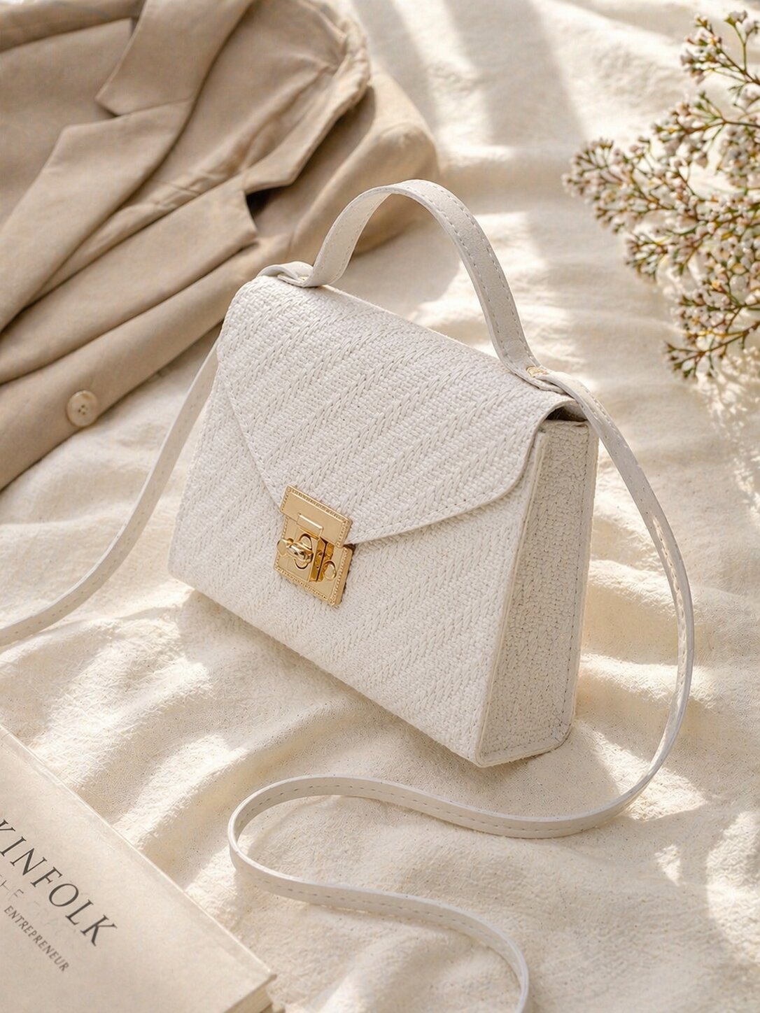 Ivory Textured Crossbody Bag – Soft Luxe Minimal Edit