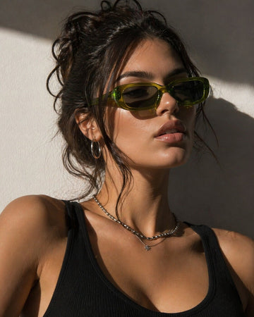 Niska Olive Aura Retro Frames Sunglass