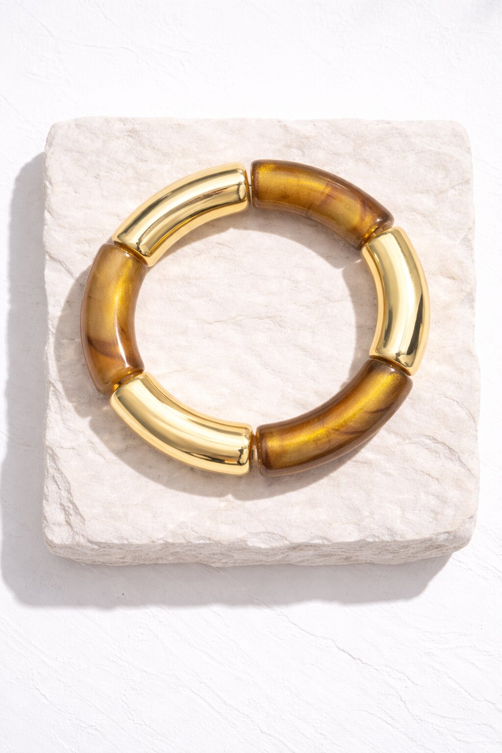 Olive & Amber Gold Elastic Bangle Stack Set of Four