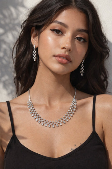 AD Stone Studded Jewellery Set Crystal (Copy)