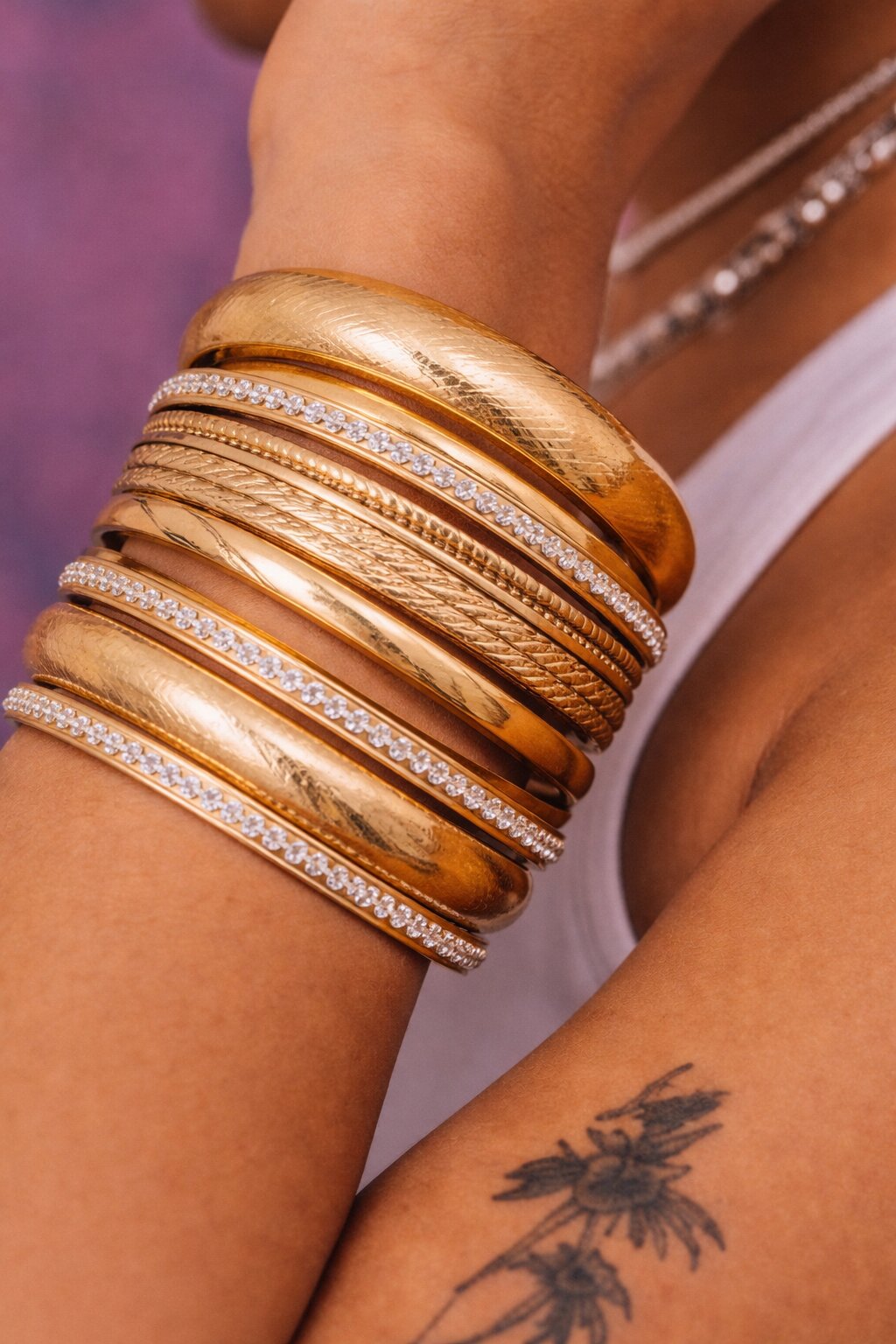 Ethnic Style Rhombus Twist Anti Tarnish Women's 11 pcs Bangle Set