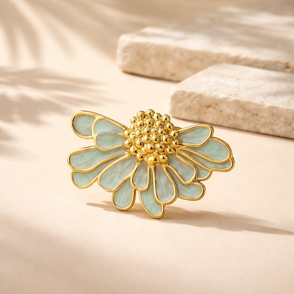 Niska Daisy Green Open Ring