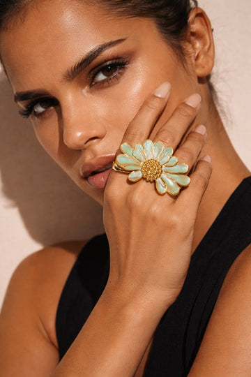 Niska Daisy Green Open Ring