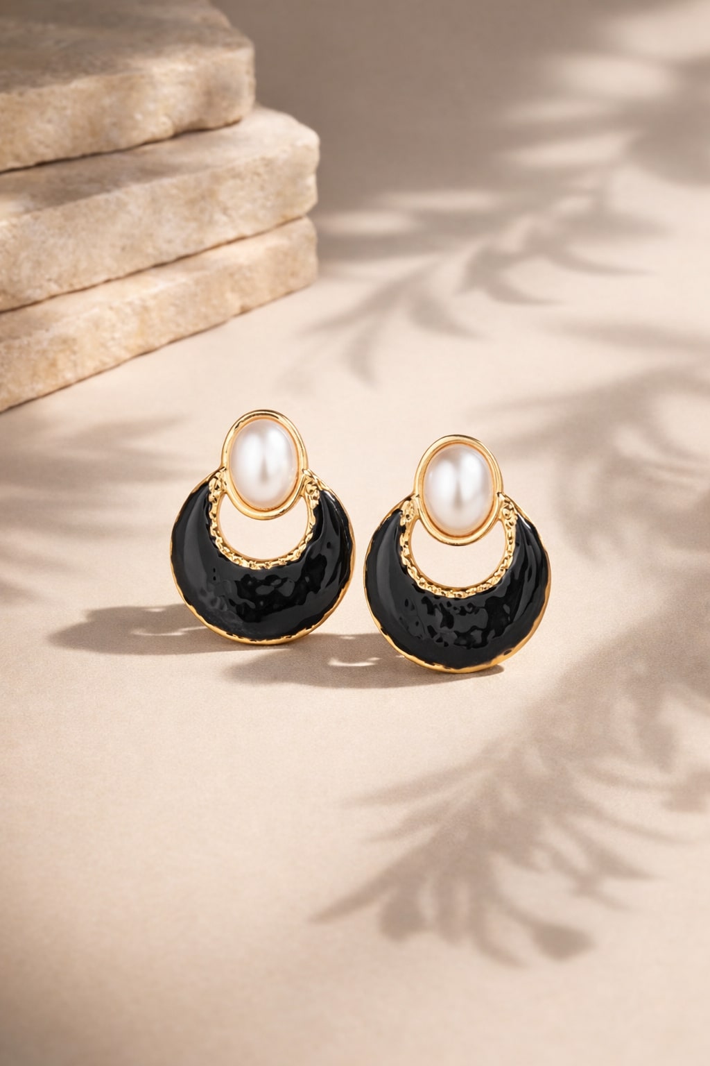 Niska Black Anti Tarnish Earrings