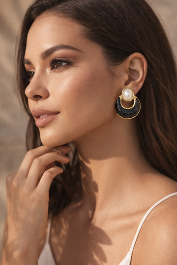 Niska Black Anti Tarnish Earrings