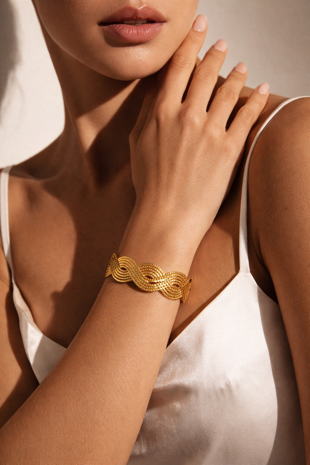 Niska AntiTarnish Exaggerated Punk Geometric Iron Bangles Pack of Three