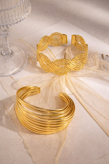 Niska AntiTarnish Exaggerated Punk Geometric Iron Bangles Pack of Two