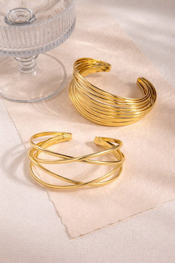 Niska AntiTarnish Exaggerated Punk Geometric Iron Bangles Pack of Two