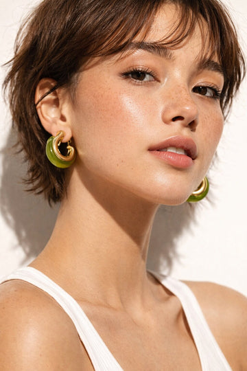 Contemporary Studs Earrings- Olive