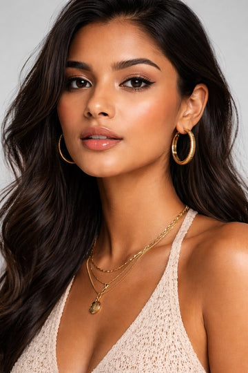 Gold Plated Stainless Steel Tarnish-Free Waterproof Hoop Earrings