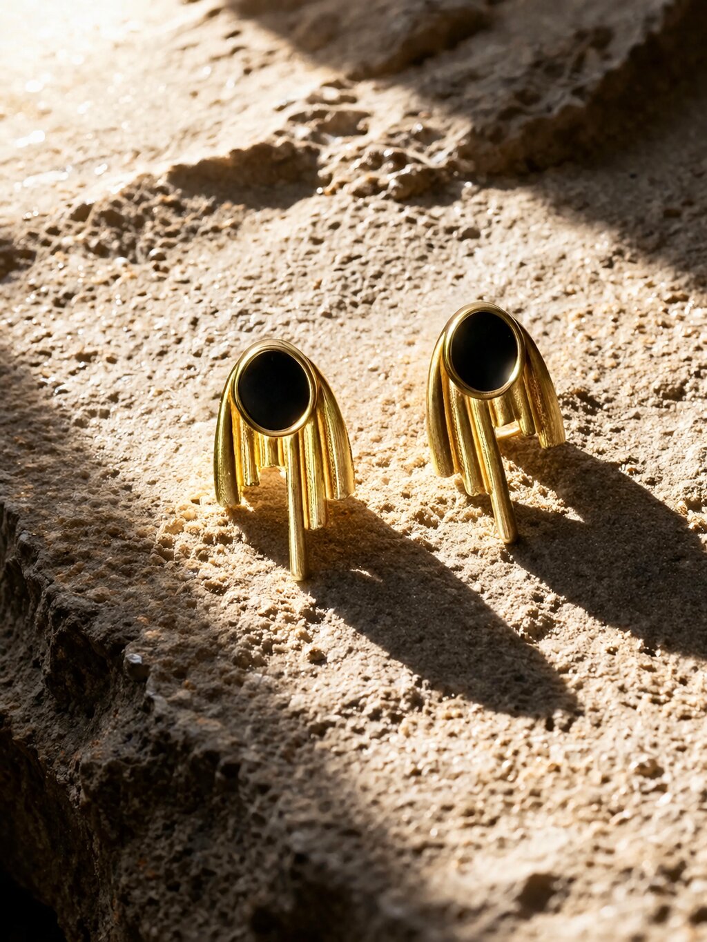 Gold-Plated Abstract Hoop Earrings