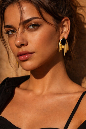 Gold-Plated Abstract Hoop Earrings