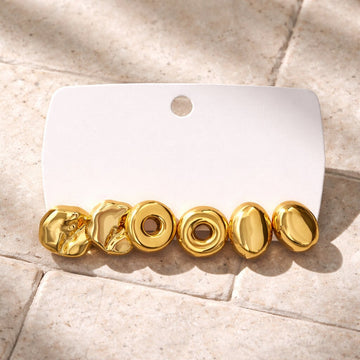 Set of 3 Contemporary Gold-Plated Drop Earrings