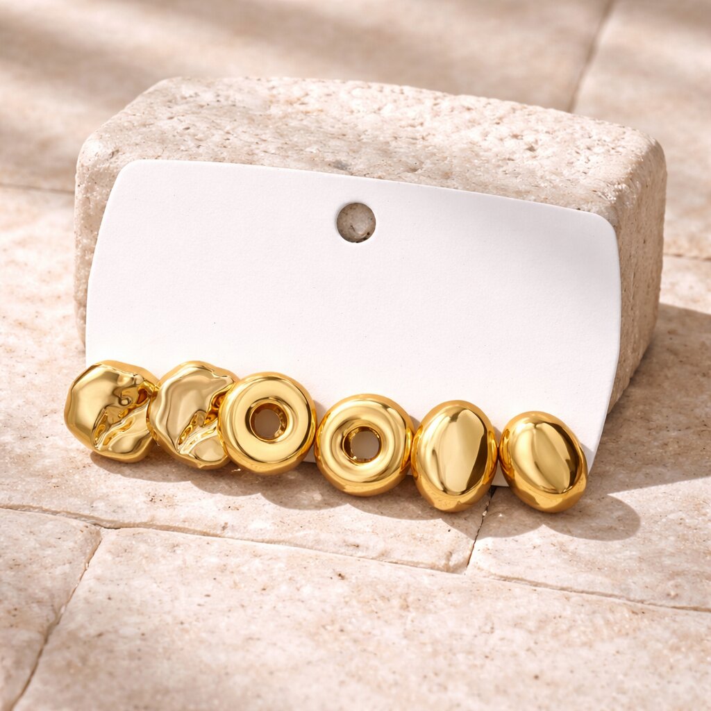 Set of 3 Contemporary Gold-Plated Drop Earrings