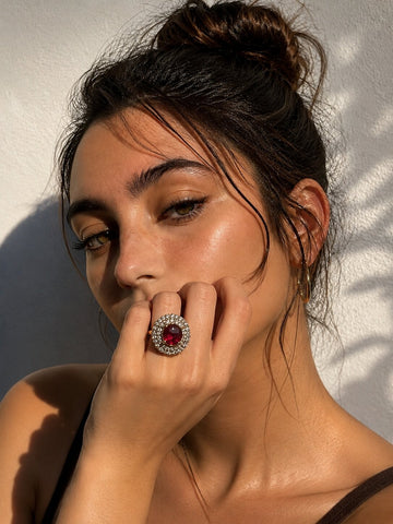 Niska Ruby Halo Statement Ring