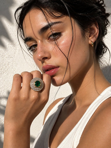 Niska Emerald Halo Ring