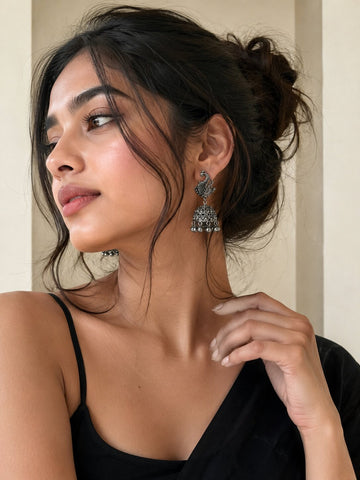 Niska Peacock Noir Jhumka