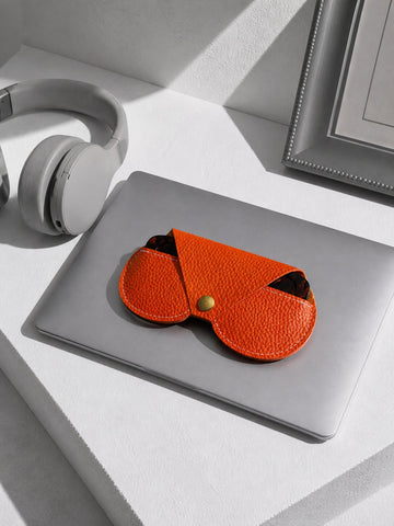 Orange Leather Sunglass Cover