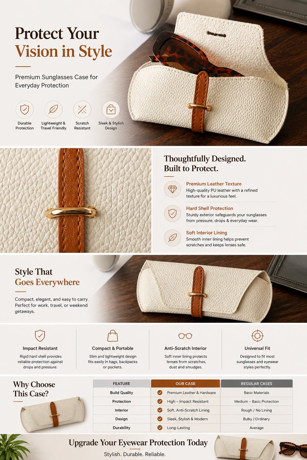 Niska White Leather Sunglass Cover