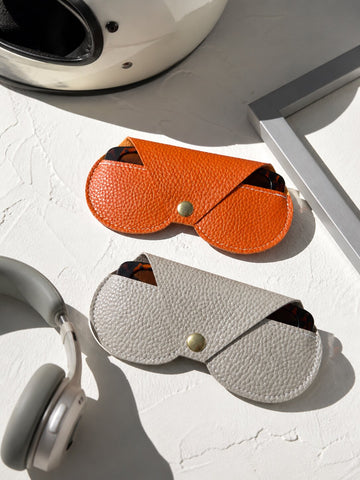 Orange & Grey Leather Sunglass Cover Set