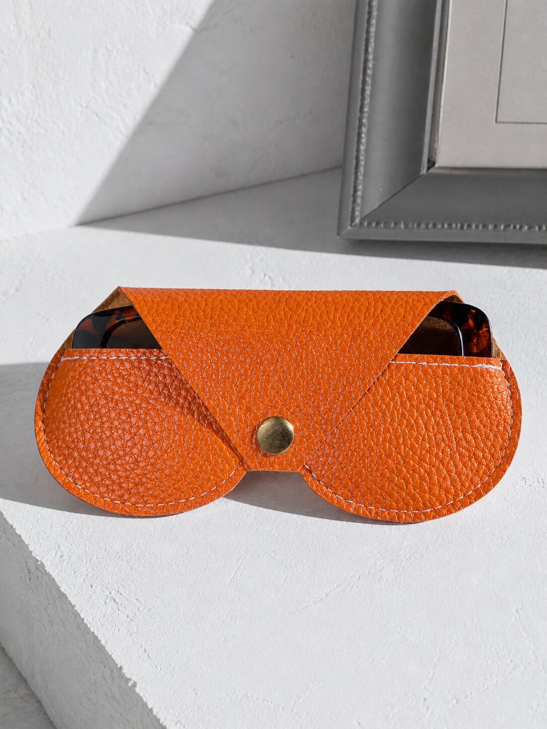 Orange Leather Sunglass Cover