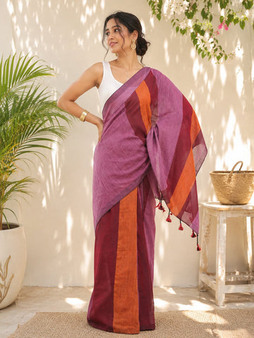 Niska Mulberry Bloom Handwoven Cotton Saree