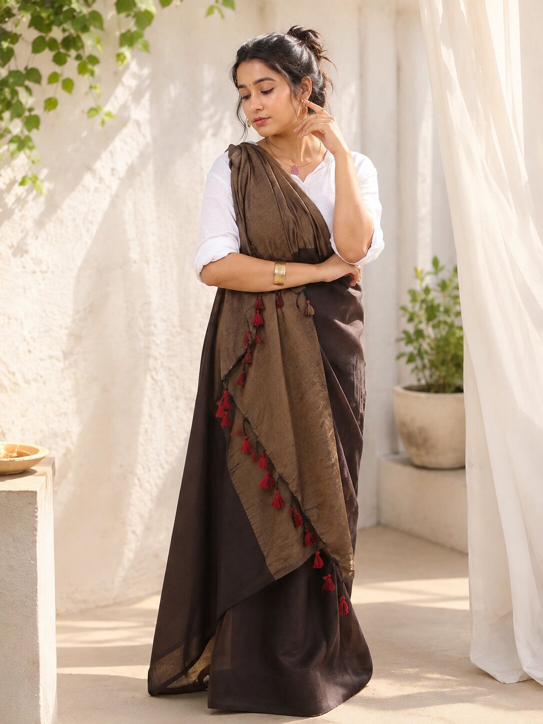 Niska Mocha Mist Cotton Saree